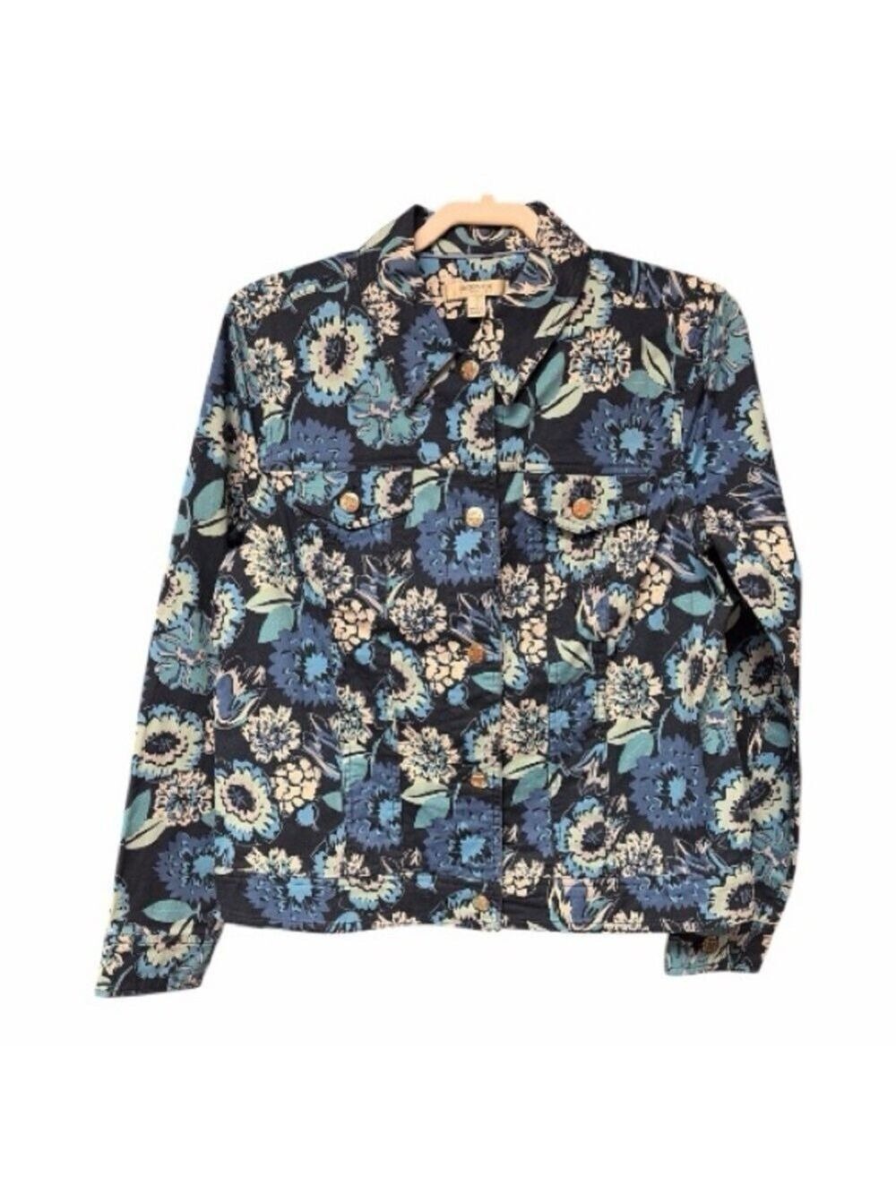 Liz Claiborne New York Floral Patterned Jean Jacket - Size 12